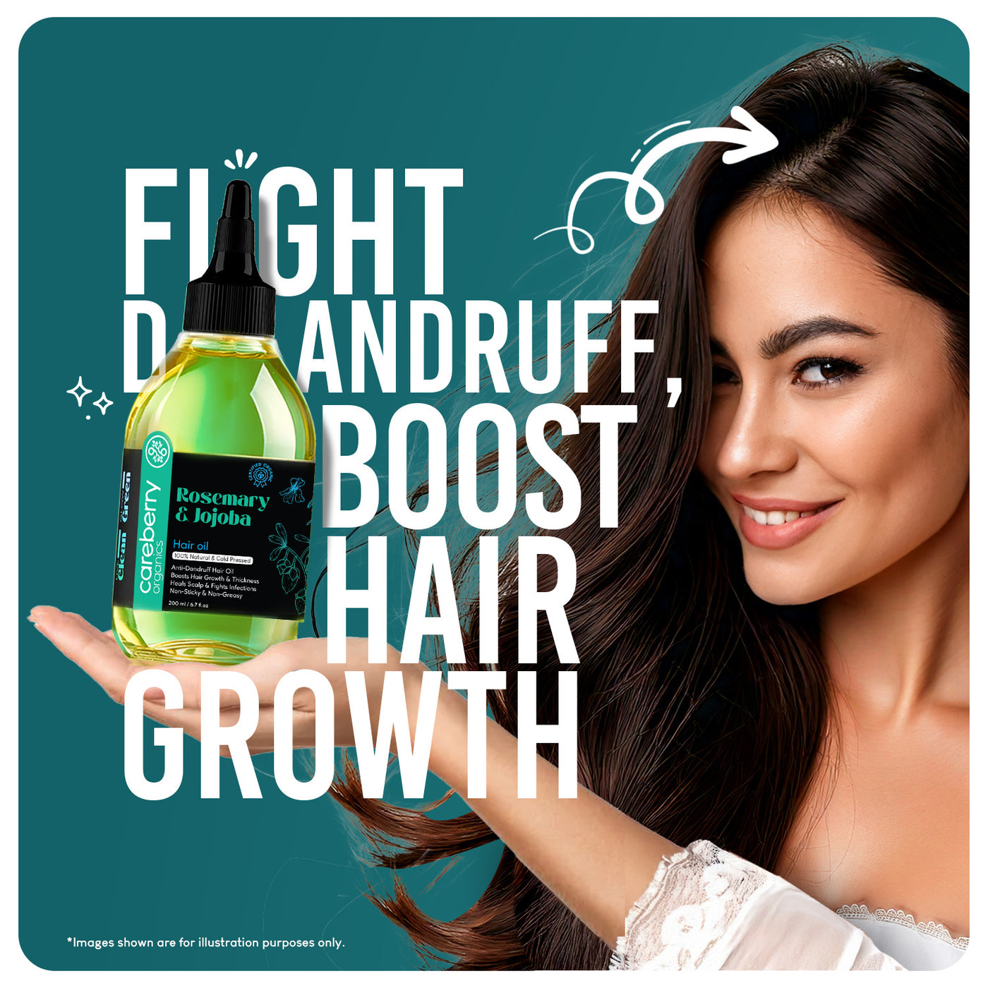 Careberry Rosemary & Jojoba Hair Oil with model